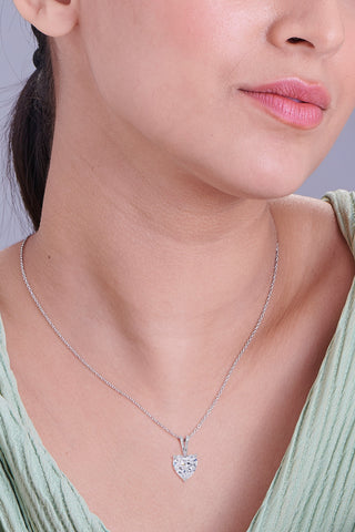Nipura 925 Sterling Silver Zircon Heart Classic Pendant Earrings Set