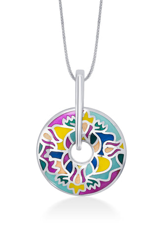 Nipura 925 Sterling Silver Floral Burst Enamel Pendant