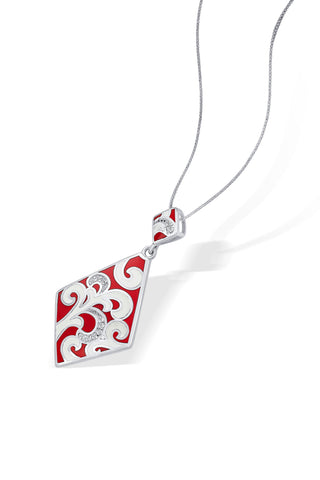 Nipura 925 Sterling Silver Ravishing Red Enamel Pendant(without chain)