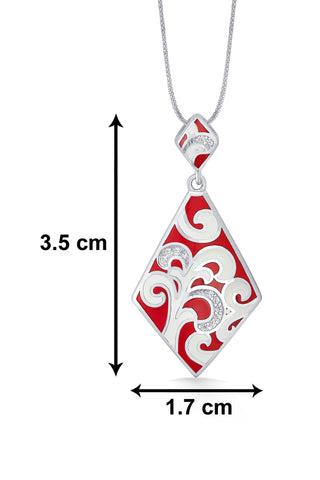 Nipura 925 Sterling Silver Ravishing Red Enamel Pendant(without chain)