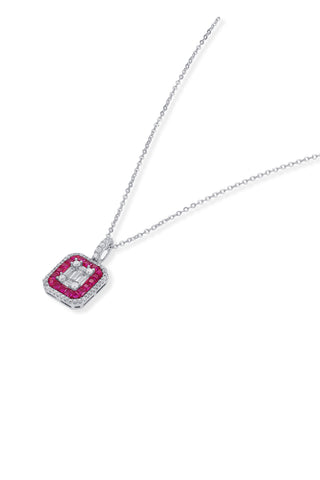 Nipura 925 Silver Pink Casper Zircon Pendant| Sterling silver |Baguette| Invisible set jewelry| 925 silver gemstone necklace for women |Fashionable modern jewelry