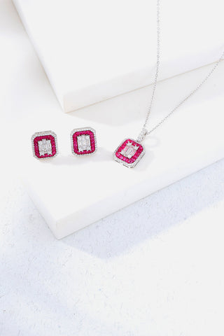 Nipura 925 Sterling Silver Pink Casper Zircon Baguette Earrings