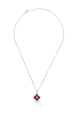 Nipura 925 Sterling Silver Pink Cornus Zircon Pendant with Chain