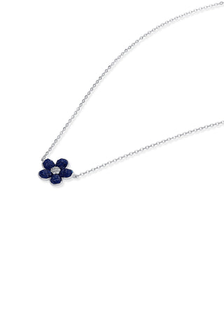 Nipura 925 Silver Blue Azalea Zircon Necklace| Sterling silver | Invisible set jewelry| 925 silver gemstone necklace for women |Fashionable modern jewelry(with chain)