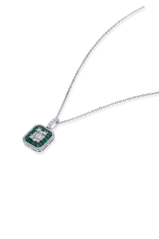 Nipura 925 Silver Green Casper Zircon Pendant| Sterling silver |Baguette| Invisible set jewelry| 925 silver gemstone necklace for women |Fashionable modern jewelry