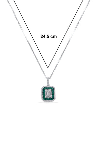 Nipura 925 Silver Green Casper Zircon Pendant| Sterling silver |Baguette| Invisible set jewelry| 925 silver gemstone necklace for women |Fashionable modern jewelry(with chain)