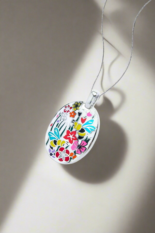 Nipura 925 Sterling Silver Bloom of Dawn Enamel Pendant(with chain)