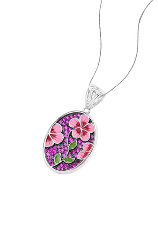 Nipura 925 Sterling Silver Pink Cosmos Enamel Pendant(without chain)