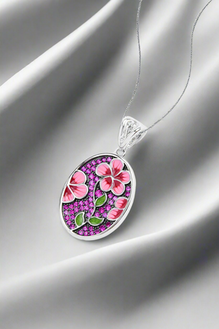 Nipura 925 Sterling Silver Pink Cosmos Enamel Pendant(without chain)