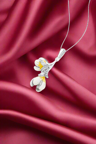 Nipura 925 Sterling Silver Yellow Orchid Enamel Pendant(without chain)