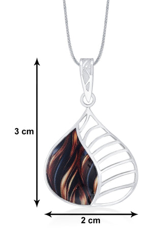 Nipura 925 Sterling Silver Brown Enamel Tear Drop Pendant