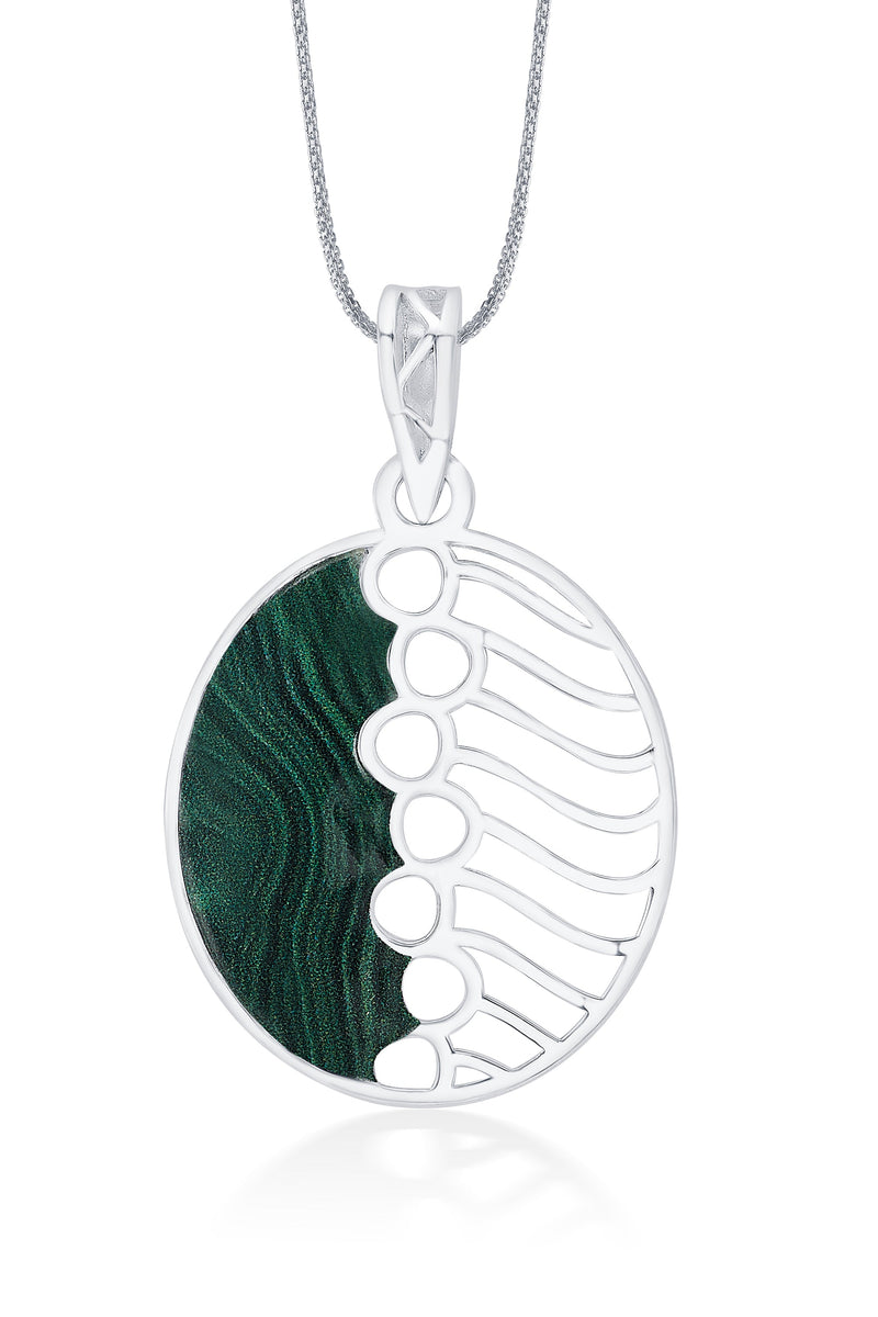 Nipura 925 sterling silver green enamel circular shape pendant(without chain)