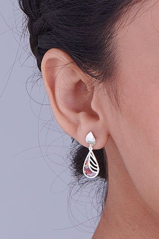 Nipura 925 Sterling Silver Brown Enamel Modern Earrings