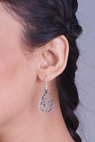 Nipura 925 Sterling Silver Floral Laser-cut Drop Earrings