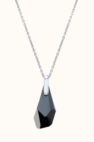 Nipura Certified 925 Sterling Silver Elegant Black Teardrop Austrian Crystal Pendant with free Chain- A Timeless Piece of Jewellery – Lifetime Guaranteed, Skin-Friendly & Tarnish-Resistant - Crystals from Austria