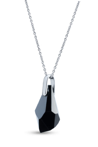 Nipura Certified 925 Sterling Silver Elegant Black Teardrop Austrian Crystal Pendant Earrings Set