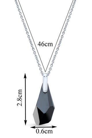 Nipura Certified 925 Sterling Silver Elegant Black Teardrop Austrian Crystal Pendant with free Chain- A Timeless Piece of Jewellery – Lifetime Guaranteed, Skin-Friendly & Tarnish-Resistant - Crystals from Austria