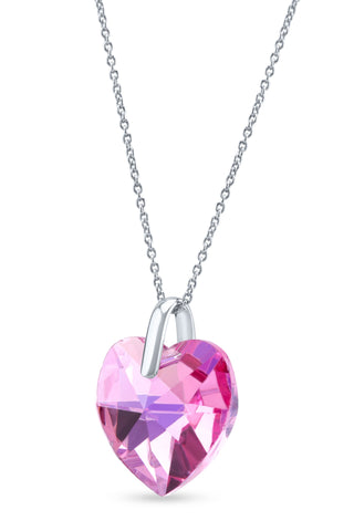 Nipura Certified 925 Sterling Silver Stunning Pink Heart-Shaped Austrian Crystal Pendant with free Chain– A Sparkling Symbol of Love – Lifetime Guaranteed, Skin-Friendly & Tarnish-Resistant - Crystals from Austria