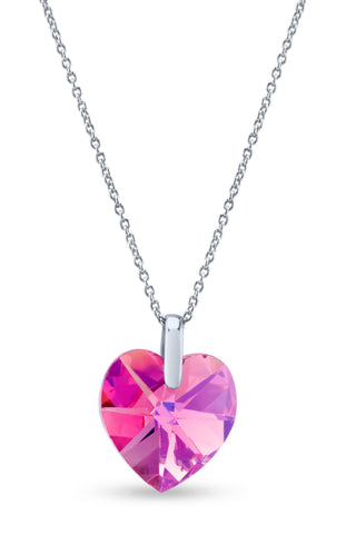 Nipura Certified 925 Sterling Silver Stunning Pink Heart-Shaped Austrian Crystal Pendant with free Chain– A Sparkling Symbol of Love – Lifetime Guaranteed, Skin-Friendly & Tarnish-Resistant - Crystals from Austria