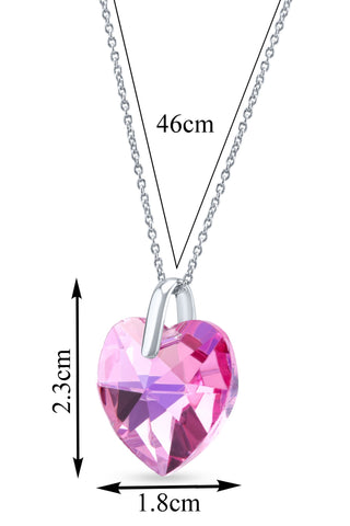 Nipura Certified 925 Sterling Silver Stunning Pink Heart-Shaped Austrian Crystal Pendant with free Chain– A Sparkling Symbol of Love – Lifetime Guaranteed, Skin-Friendly & Tarnish-Resistant - Crystals from Austria