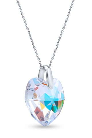 Nipura Certified 925 Sterling Silver Pendant with Chain for Women and Teens with Rainbow Heart-Shaped Austrian Crystal Pendant with free Chain – Tarnish-Resistant & Skin-Friendly - Crystals from Austria