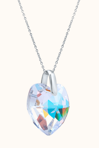 Nipura Certified 925 Sterling Silver Pendant with Chain for Women and Teens with Rainbow Heart-Shaped Austrian Crystal Pendant with free Chain – Tarnish-Resistant & Skin-Friendly - Crystals from Austria