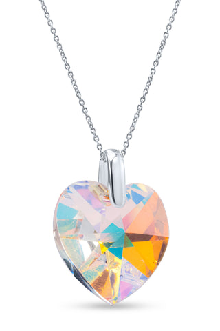 Nipura Certified 925 Sterling Silver Pendant with Chain for Women and Teens with Rainbow Heart-Shaped Austrian Crystal Pendant with free Chain – Tarnish-Resistant & Skin-Friendly - Crystals from Austria