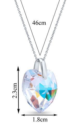 Nipura Certified 925 Sterling Silver Pendant with Chain for Women and Teens with Rainbow Heart-Shaped Austrian Crystal Pendant with free Chain – Tarnish-Resistant & Skin-Friendly - Crystals from Austria