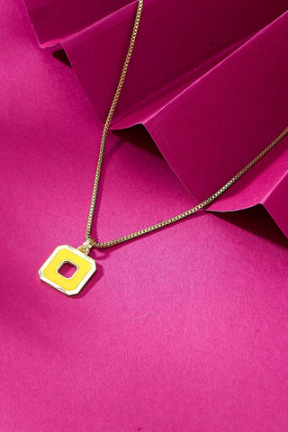 Nipura 925 Sterling Silver Yellow Squares- Golden Necklace and Earrings Set