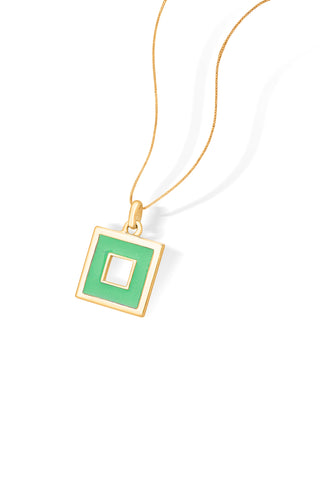 Nipura 925 Sterling Silver Green Squares Pendant- Golden(without chain)