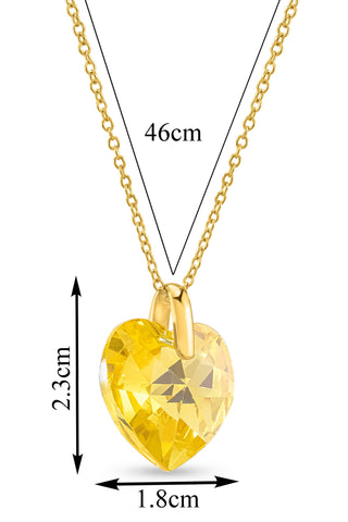 Nipura Certified 925 Sterling Silver Yellow Austrian Crystal Heart Shaped Pendant Necklace with free Chain– Perfect Gift for Girls and Women-– Lifetime Guaranteed, Skin-Friendly & Tarnish-Resistant - Crystals from Austria