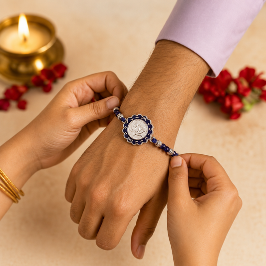 Premium 250 mg Pure Silver Lotus Rakhi Box | Luxury Raksha Bandhan Gift