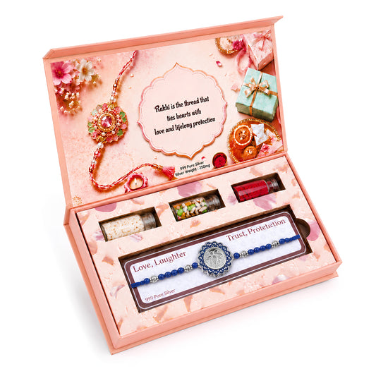 Premium 250 mg Pure Silver Lotus Rakhi Box | Luxury Raksha Bandhan Gift