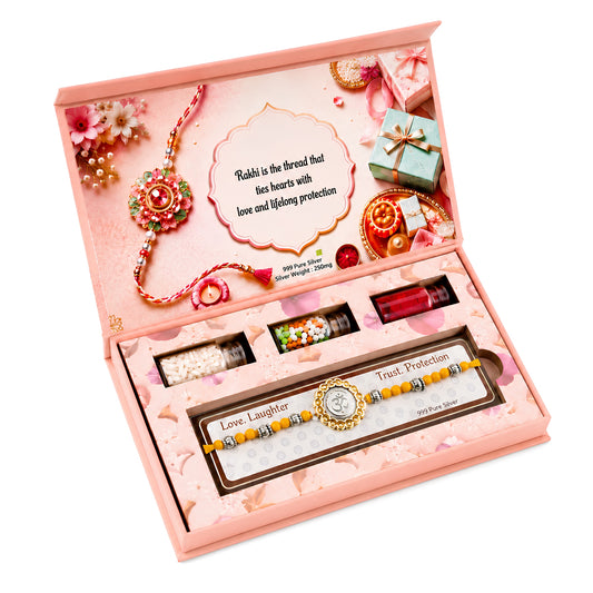 250 MG Pure Silver Om Rakhi Box
