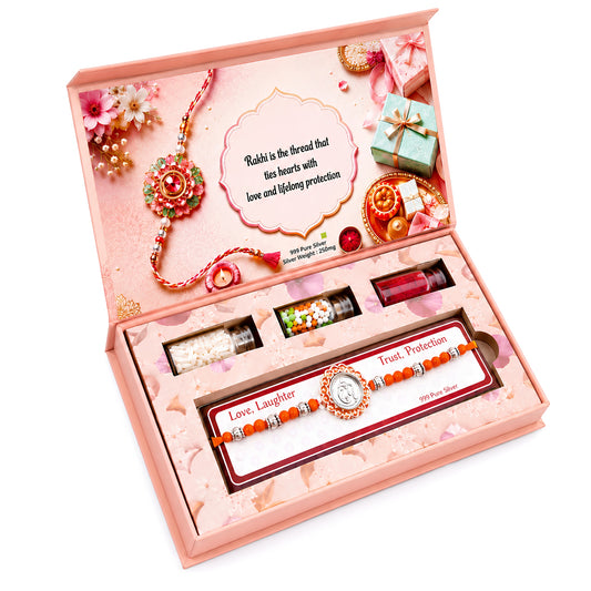 250 MG Pure Silver  Lord Ganpati Rakhi Box