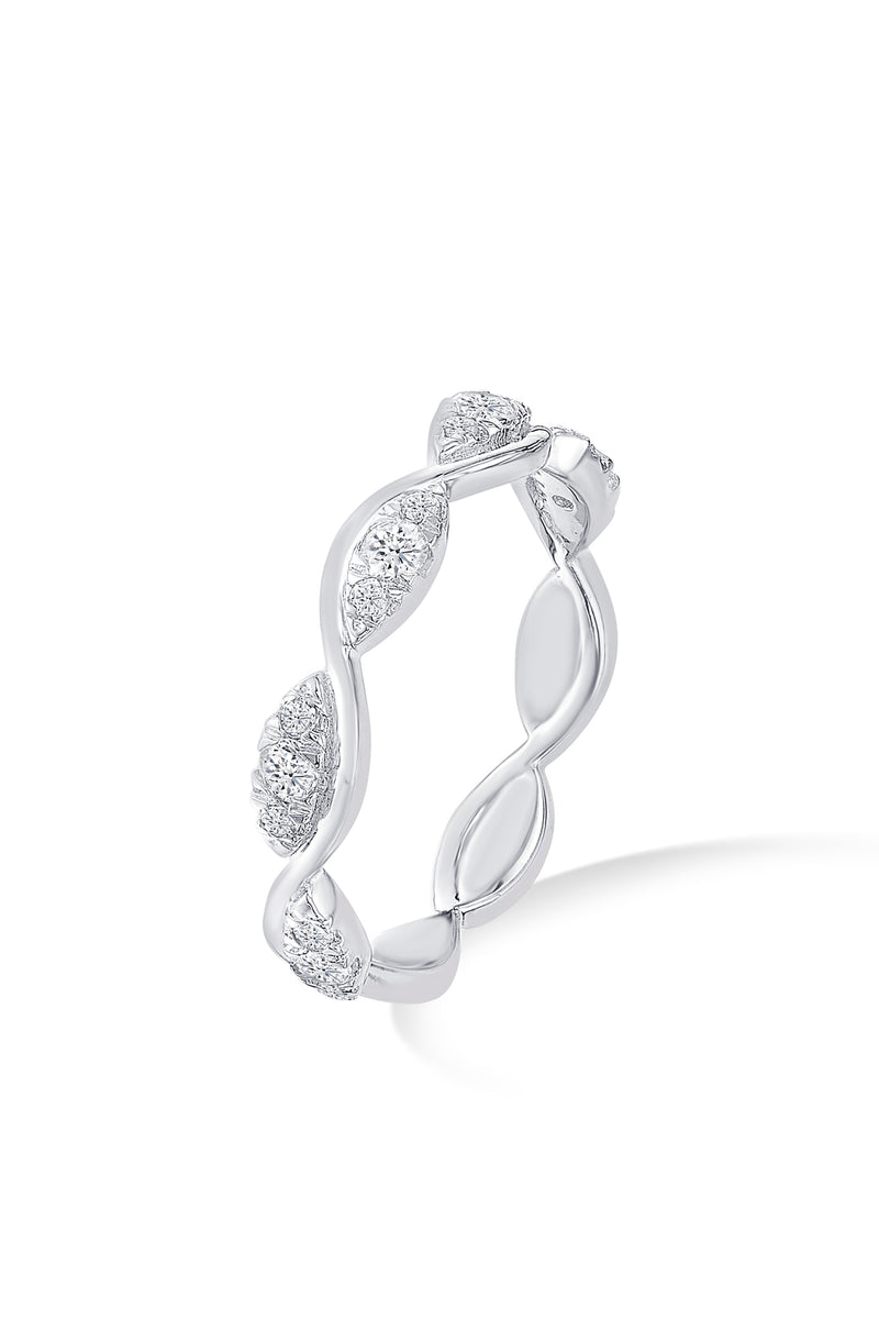 Nipura 925 Sterling Silver Zircon Twisted Wave Ring