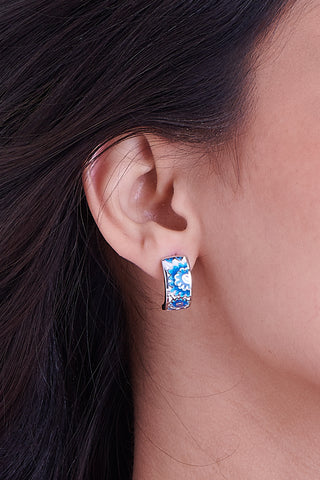 Nipura 925 Sterling Silver Colour Pop Blue Enamel Bali Earrings