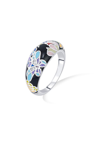 Nipura 925 Sterling Silver Garden of Bloom Enamel Ring