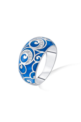 Nipura 925 Sterling Silver Enchanted Blue Enamel Ring