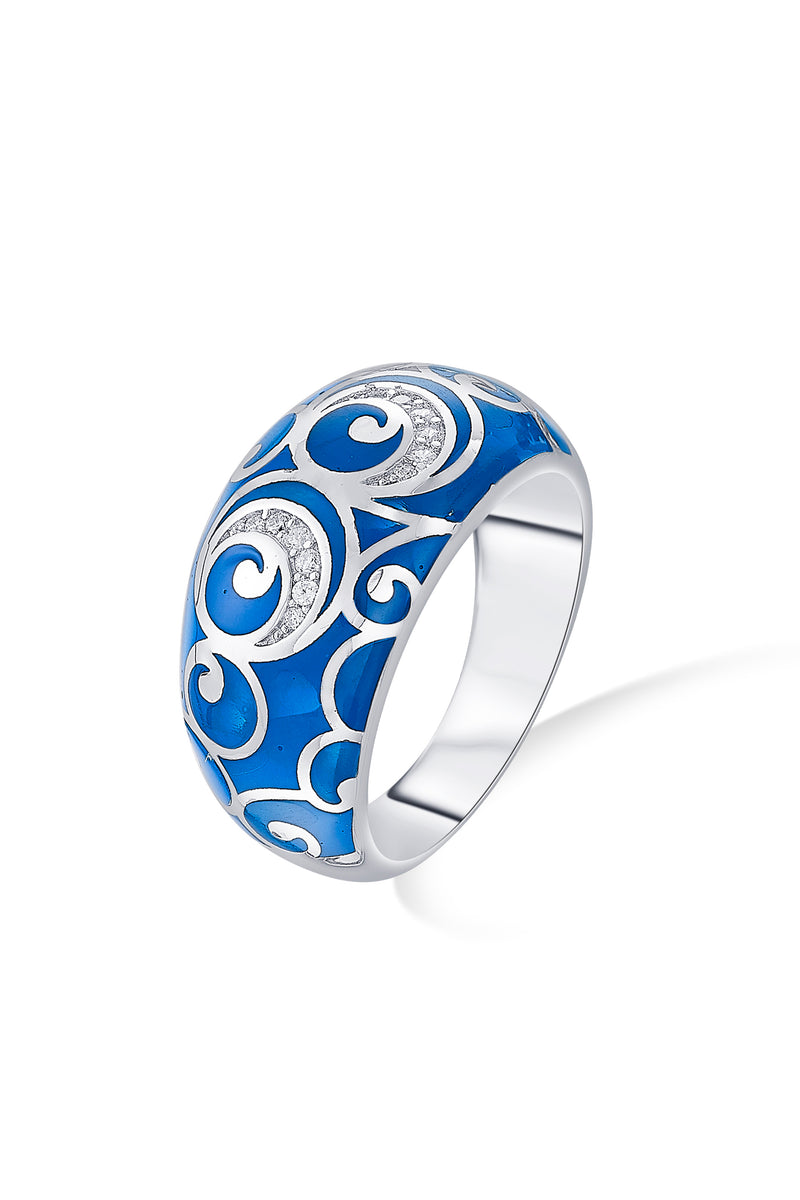 Nipura 925 Sterling Silver Enchanted Blue Enamel Ring