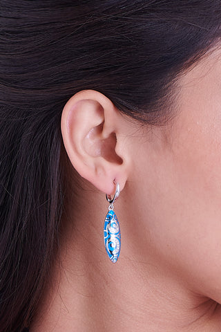 Nipura 925 Sterling Silver Enchanted Blue Enamel Bali Earrings