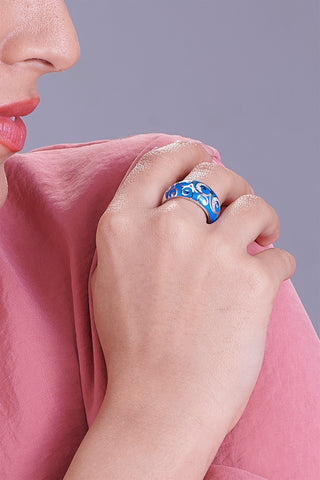 Nipura 925 Sterling Silver Enchanted Blue Enamel Ring