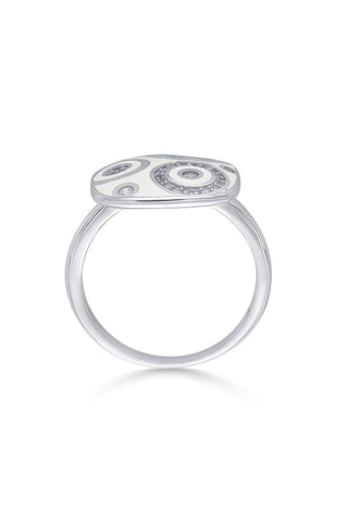 Nipura 925 Sterling Silver Celestial White Enamel Ring