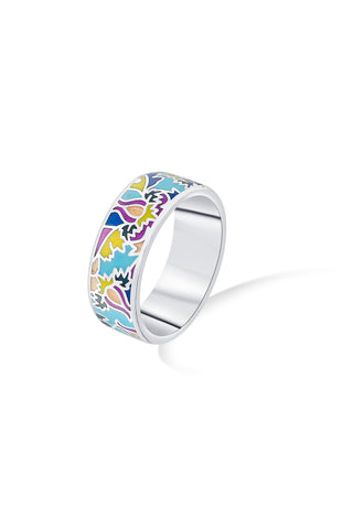 Nipura 925 Sterling Silver Floral Burst Enamel Ring