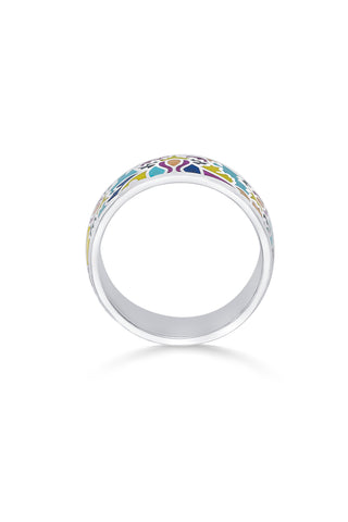 Nipura 925 Sterling Silver Floral Burst Enamel Ring