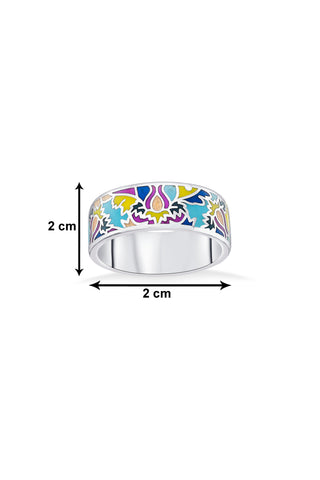 Nipura 925 Sterling Silver Floral Burst Enamel Ring