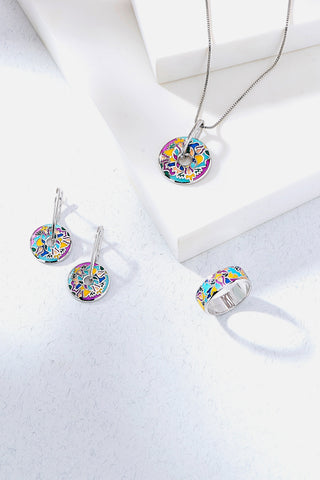 Nipura 925 sterling silver Multicolor Beautifully Crafted Handmade Round Enamel Earrings