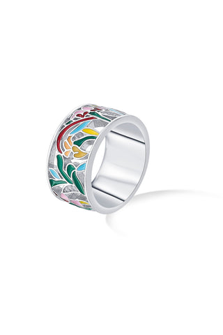 Nipura 925 Sterling Silver Bouquet of Flowers Enamel Ring