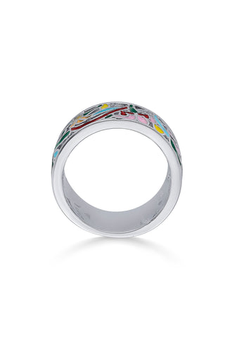 Nipura 925 Sterling Silver Bouquet of Flowers Enamel Ring