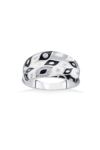 Nipura 925 Sterling Silver Black Untamed Enamel Ring